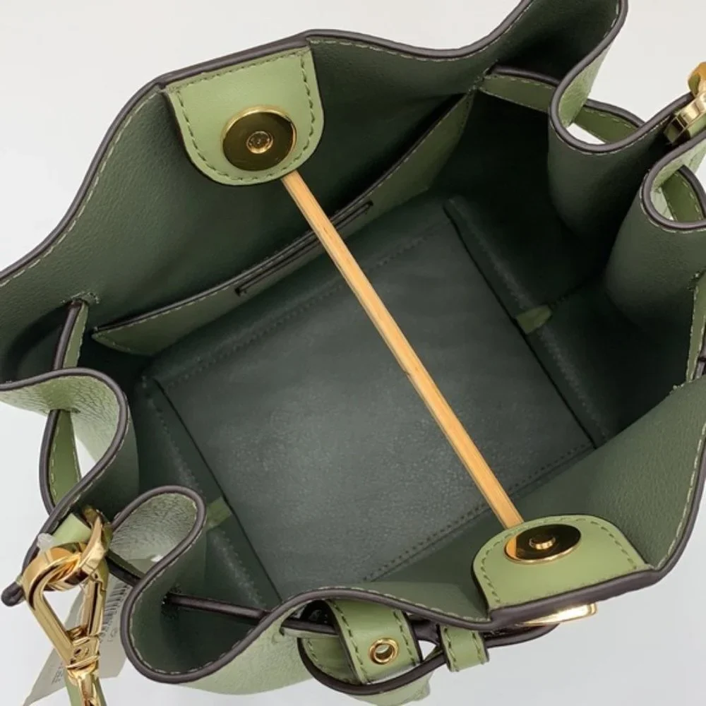 Michael Kors Emilia Small Bucket Bag Messenger Leather Light Sage - Picture 11 of 16